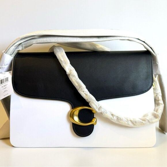 Large Coach 35 Tabby Chain Black Leather With Gold Hardware - Picture 1 of 16